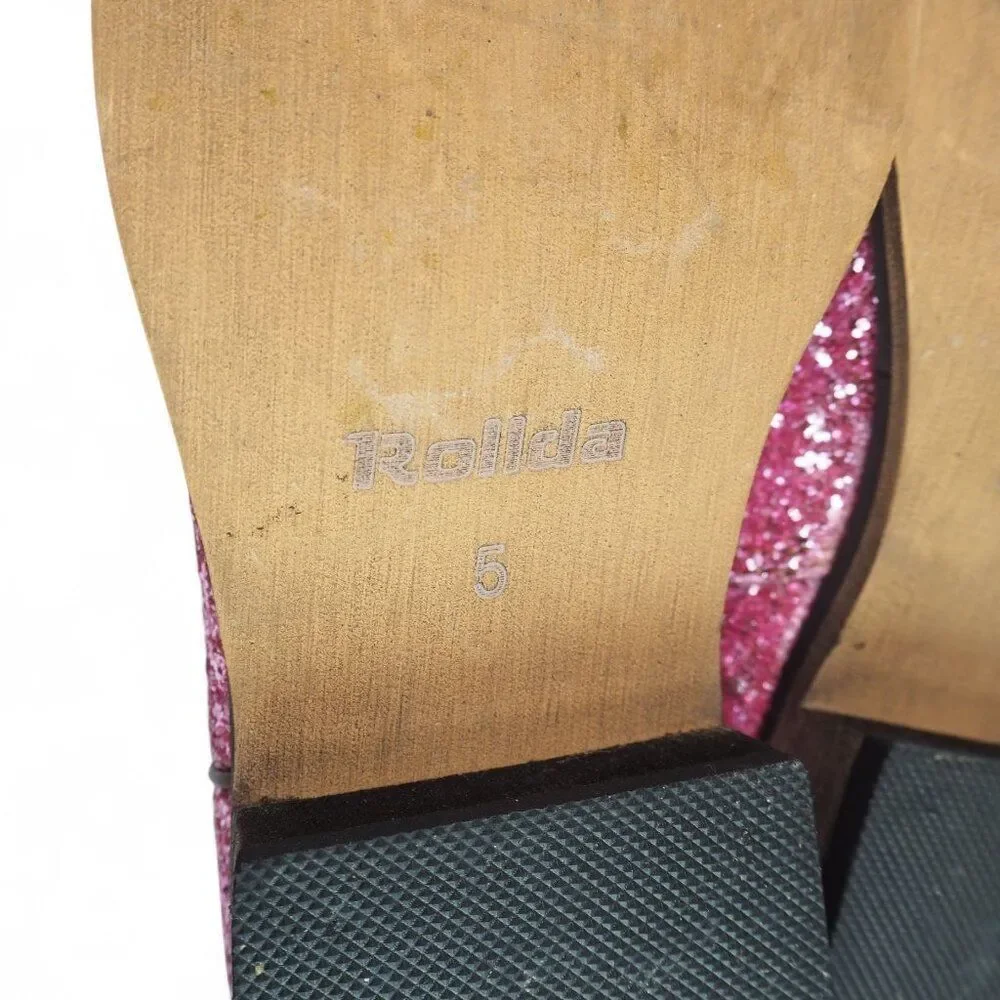 Rollda Sparkle Pink Glitter Faux Leather Western Cowboy Boots NZX38 Youth‎ 5